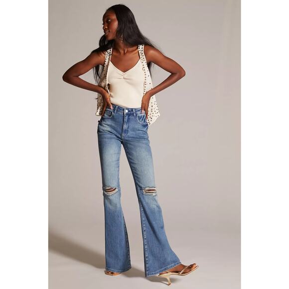 Anthropologie Denim - Anthropologie Pilcro The Icon Flared Distressed Medium Wash Boho Jeans Size 25